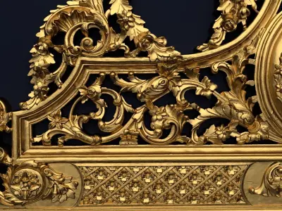 Classic Carved Bed 3D model 08 3D model