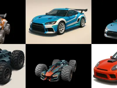 Gt one Car bundle 5 pack 100 glb 3D model
