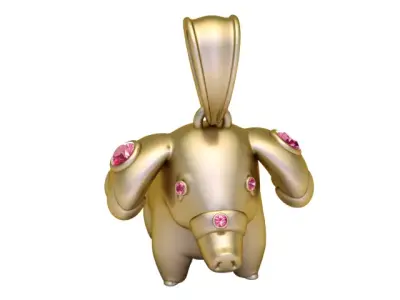 Golden Baby Elephant Pendant 3D print model