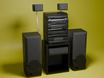 Retro Stereo System  Modular 3D Model for Interior Scenes 3D model