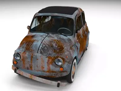 Weathered Fiat 500 Nuova Low-poly 3D model