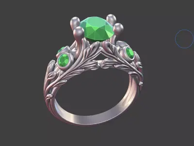 LEAFY MULTI GEMSTONE PRONG ENGAGEMENT RING 3D print model