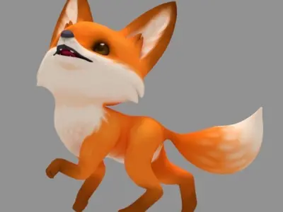 Cartoon Fox Cub Low-poly 3D model