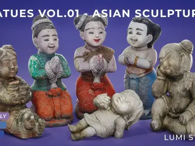 Statues Pack Low-poly 3D model