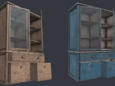 Wood Cabinet 3 PBR Low-poly 3D model