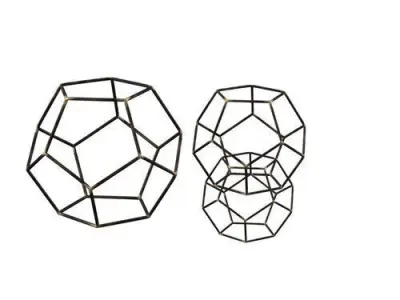 Iron Gold highlight Amin Geometric Orb Sculpture Set 3D model