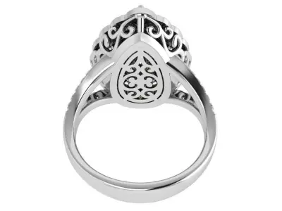 Pear Halo Luxury Ring 4689 3D print model