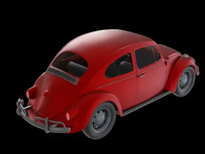 Car Volkswagen Beetie-1950 Low-poly 3D model