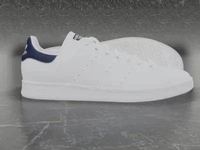 Adidas 3D Shoes - White - Blue Stan Smith Series Low-poly 3D model