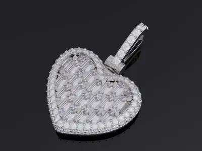 Emerald heart pendant 3D print model