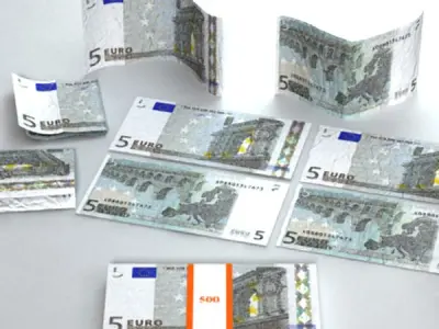 5 Euro Paper Money 3D model