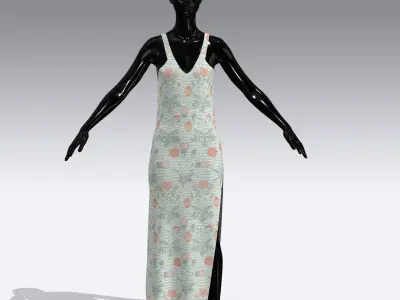 Woman Cloth Dress Low-poly 3D model 11