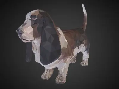 Dog Basset Hound Low Polygon Art Farm Animal Low-poly 3D model