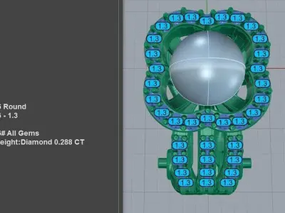 Flower Pearl and Diamond Stud Earrings 3D print model