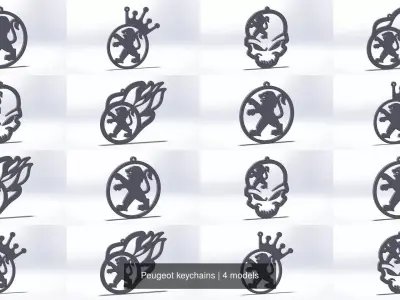 Peugeot keychains 3D Model Pack