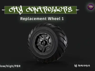 CITY CONTROLLERS Replacement Wheel 1 - PBR lowpoly Low-poly 3D model