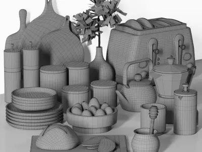 kitchen  shelf decorative 003 3D model