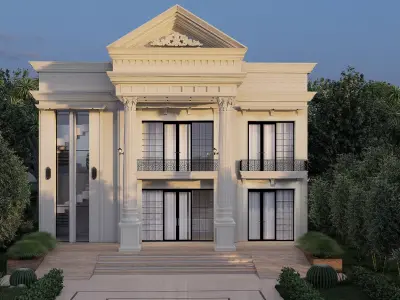 Neo Classical Residential Building Elevation  3D model