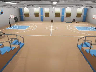 School Gym and Showers Lockers Combo Low-poly 3D model