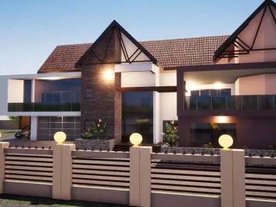 FIVE BEDROOM MANSION Low-poly 3D model