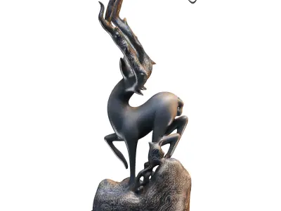 Deer Statue Low-poly 3D model