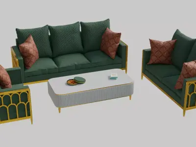 Traditional Sofa set 3d model 01 3D model