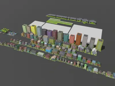 LowPoly City Pack Low-poly 3D model