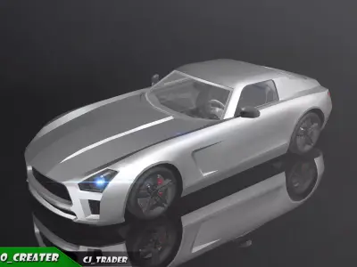 Low-Poly Mercedes-Benz SLS Racing Car 3D Model Low-poly 3D model