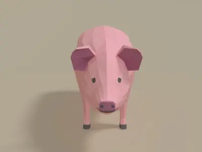 Low Poly Cartoon Pig Low-poly 3D model