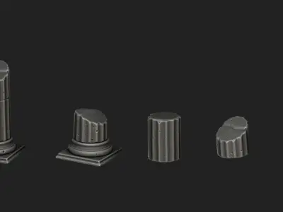 Stylized Roman Columns Ruins 3D model