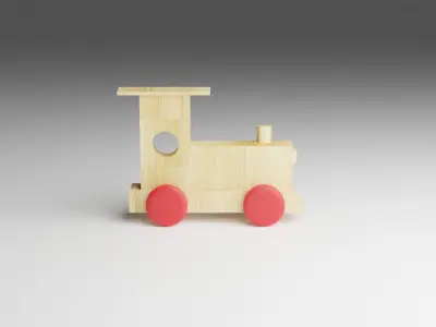 Wood Toy Train Low-poly 3D model