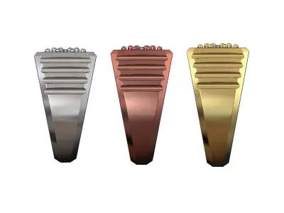 Square top round cluster diamond undulated signet US sizes 7 8 9 3D print model