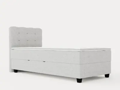 Royal Continental Bed With Storage 90x200 Light Gray Low-poly 3D model
