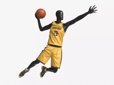 Male Mannequin in Basketball Uniform in Action 01 3D model