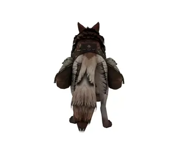Armored Battle Wolf  Fantasy Creature Low-poly 3D model