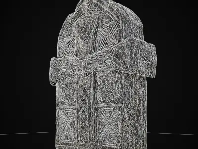 Knotted Engraved Cross Standard Gravestone Low-poly 3D model