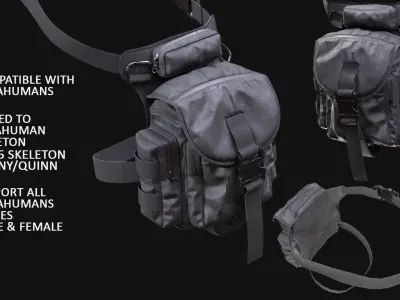 Military Bag 4 - All MH Bodies - UE5 Skeletons - Rigged Low-poly 3D model