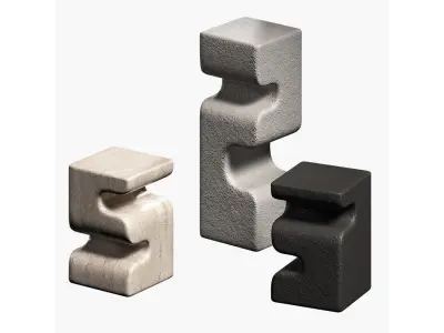 Modern Abstract Sculpture 3 stone color options 3D model