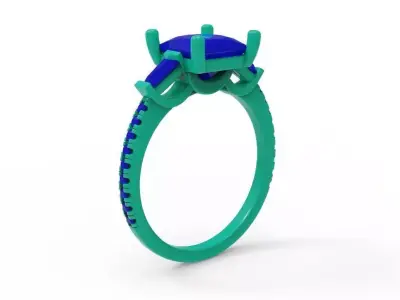 Three stone engagement ring  A5 3D print model