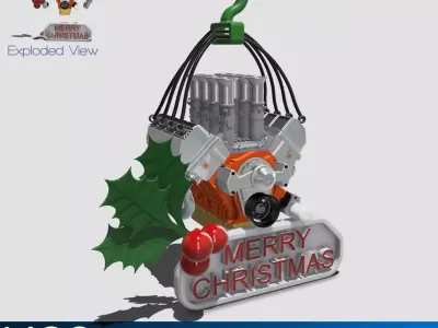 Christmas Ornament Hemi Engine 3D print model