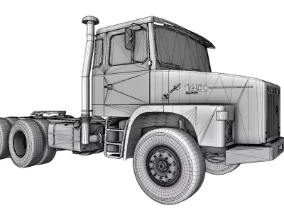 Scania LT140 38 6x4 Stock Classic Truck Low-poly 3D model