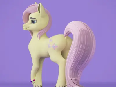 Stylized Fluttershy from My Little Pony G4 Low-poly 3D model