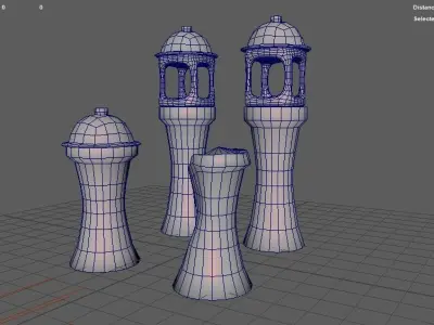 ShrineLamps two lighthouses Free 3D model