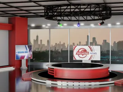 Virtual TV News Studio 3D model