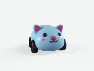 Cartoon Rabbit Car Cute Low-poly 3D model