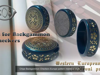 Chips for Backgammon and Checkers 3D printabl collection 3D Model Pack