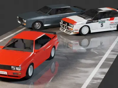 Audi Quattro Low-poly 3D model