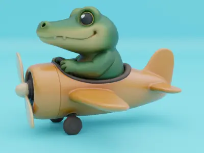 Baby Bombardino Crocodilo Italian brainrot Low Poly Character Low-poly 3D model