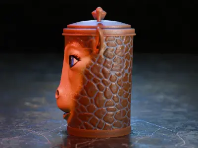 Recycle bin designed to resemble a giraffe head 3D model