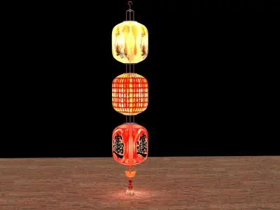 Chinese red lantern  3D model 10